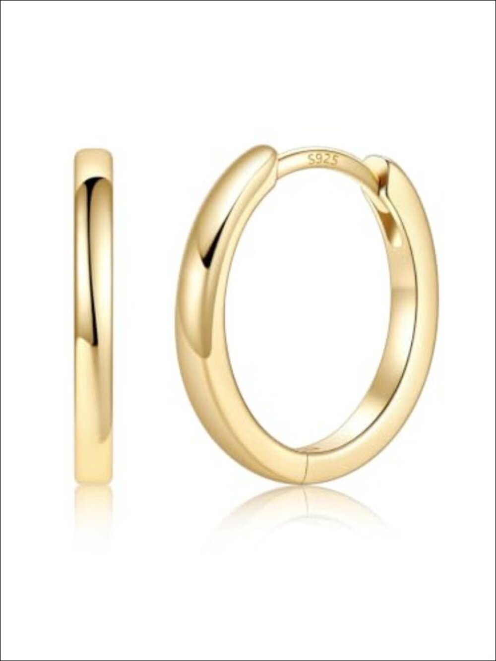 14K Gold Plated Huggie Hoop Earrings 925 Sterling Silver Posts Small